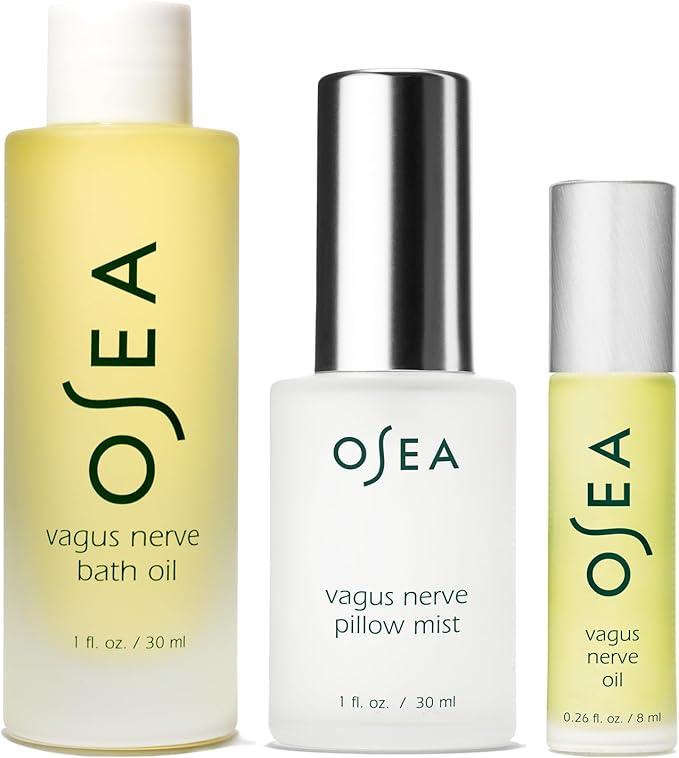 OSEA Vagus Nerve Travel Set – 3-Piece Wellness Spa Gift Set for Men & Women, Essential Oil, Bath Oil & Pillow Mist, Aromatherapy for Stress Relief, Relaxation & Sleep