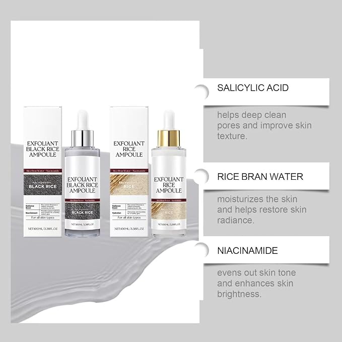 Black And White Rice Exfoliant,2025 New Soft Rice Exfoliating Face and Body Black and White Rice Exfoliant for All Skin Types,White+Black (2 PCS)