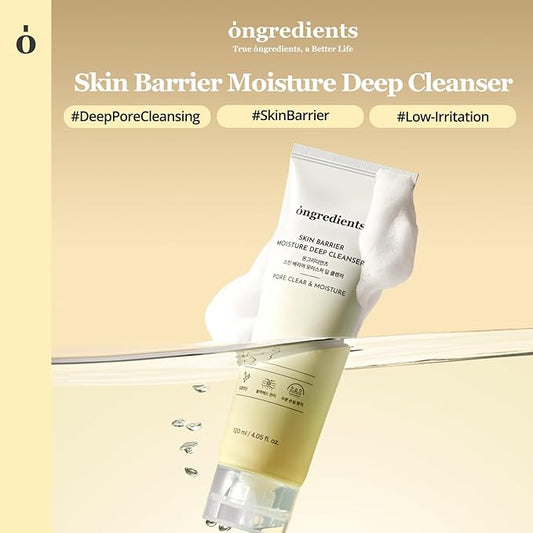 ONGREDIENTS Skin Barrier Moisture Deep Cleanser | Daily Face Wash for All Types | Centella, Peptide, AHA, LHA, Hydrating, Soothing, Pore Tightening | Vegan, Korean Skin Care 4.06 fl Oz