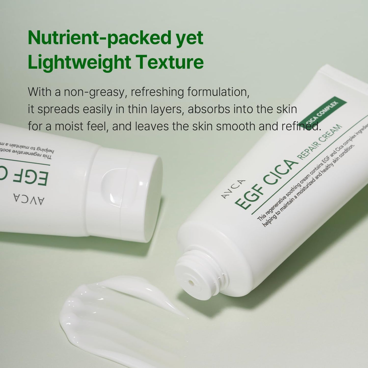 AVCA EGF Cica Repair Cream for Sensitive Skin, Redness Relief, and Hydration 100ml/3.38fl. oz.