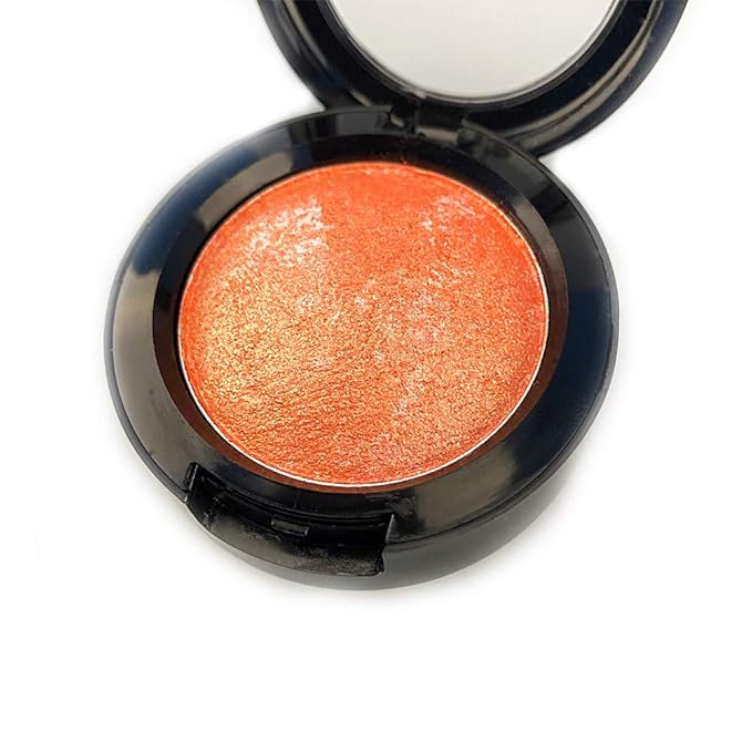 Mallofusa Single Shade Baked Eye Shadow Powder Palette Glitter Makeup Kit in Shimmer 15 Metallic Colors (Pumpkin Orange) 8g/0.28oz
