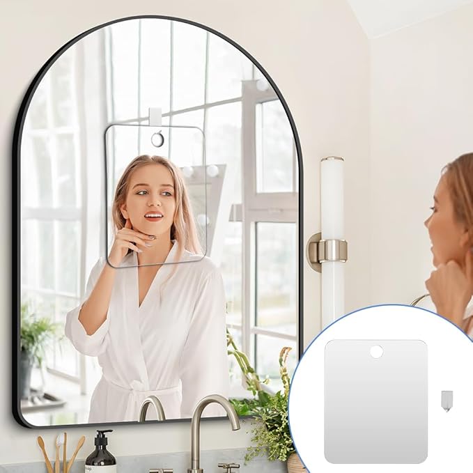 Anti-Fog Shaving Mirror, Fogless Shower Mirror, Bathroom Shower Mirror with Wall Hanging for Men and Women,Accessories, Bathroom Mirror & Accessories