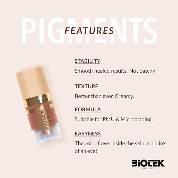Biotek Lip Pigment for Permanent Makeup - Brownish Color for Lip - Made in Italy - Glace 0,24 fl.oz.