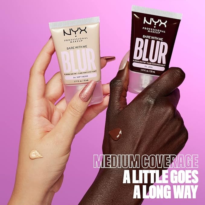 NYX PROFESSIONAL MAKEUP Bare With Me Blur Skin Tint Foundation Make Up with Matcha, Glycerin & Niacinamide - Rich