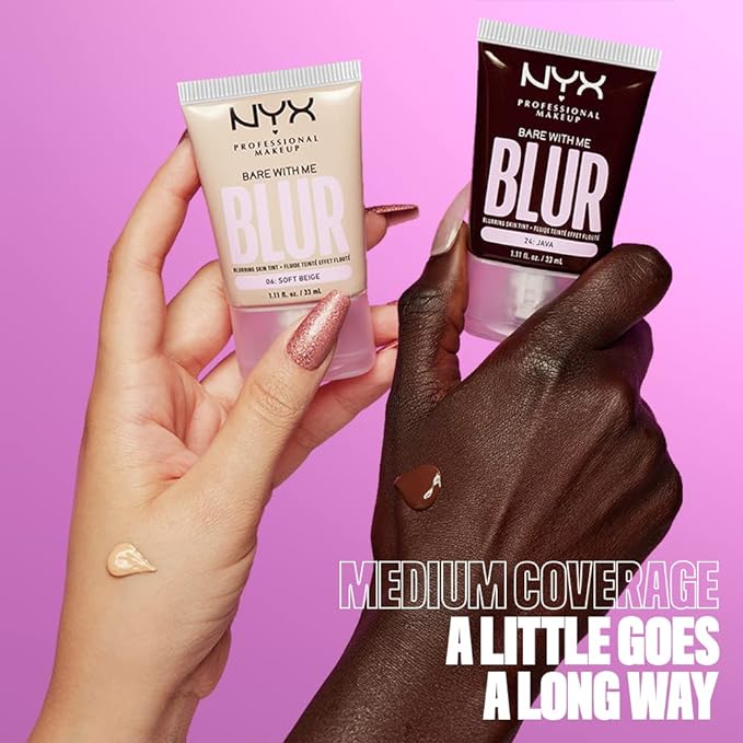 NYX PROFESSIONAL MAKEUP Bare With Me Blur Skin Tint Foundation Make Up with Matcha, Glycerin & Niacinamide - Warm Honey