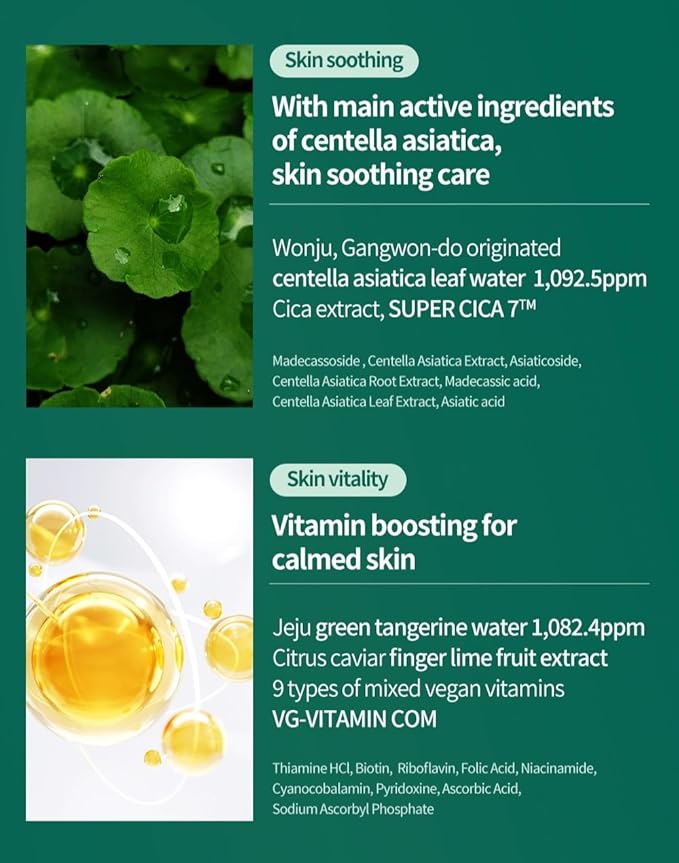 COSNORI Cica & Vita Daily Pure Mask - Vegan daily mask sheet, Convenient & Quick soothing, Vitality boosting care, 100% pure lyocell sheet, 30 sheets/11.8 fl oz