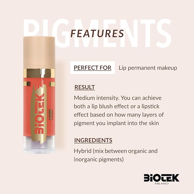 Biotek Lip Pigment for Permanent Makeup - Orange Peach Color for Lip - Made in Italy - Casinò 0,61 fl.oz.