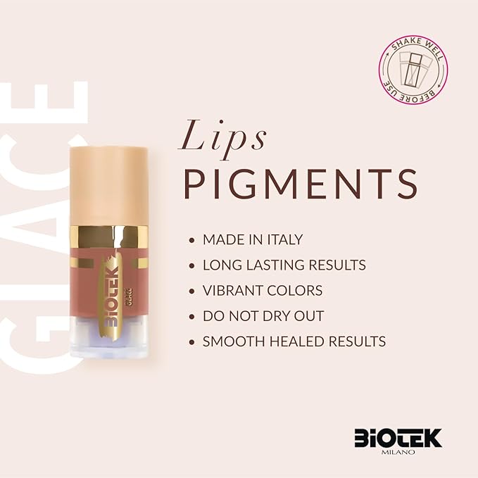 Biotek Lip Pigment for Permanent Makeup - Brownish Color for Lip - Made in Italy - Glace 0,24 fl.oz.