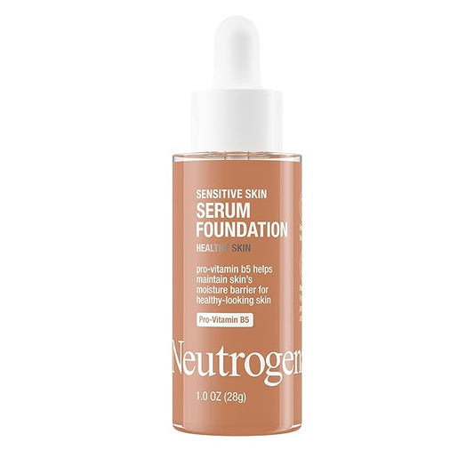 Neutrogena Healthy Skin Sensitive Skin Serum Foundation with Pro-Vitamin B5, Color Correcting & Pore Minimizing Liquid Foundation & Face Serum, Buildable Coverage, Medium/Deep 02, 1 oz