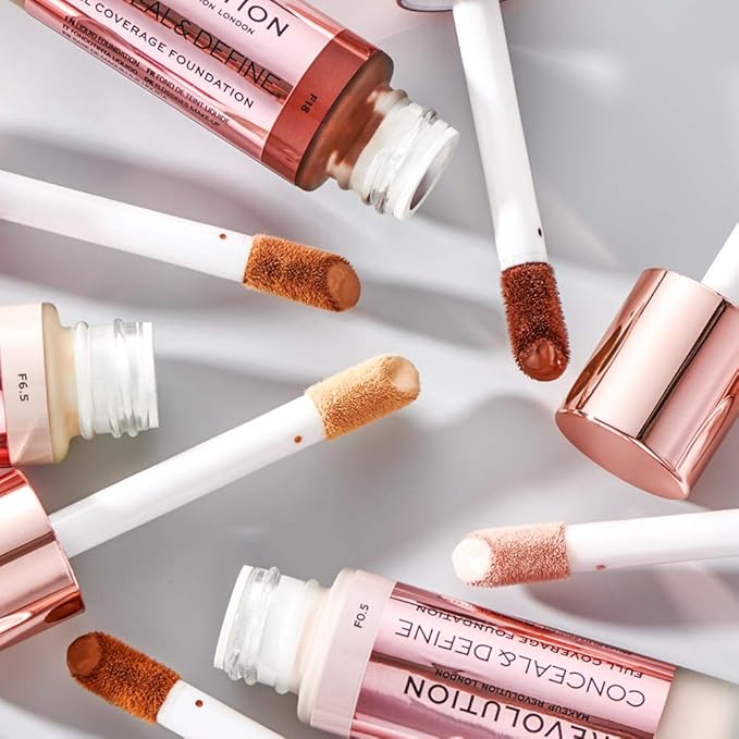 Makeup Revolution Conceal & Define Foundation, Cream Foundation Makeup, Full Coverage, For Dark Skin Tones, Vegan & Cruelty-Free, F16, 23ml