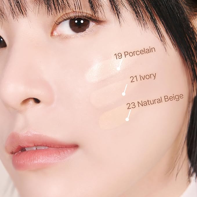 THE TOOL LAB Stamp Skinfit Cushion Foundation & Brush Set｜Glow type, No.23 Natural Beige｜120H Long-Lasting Coverage, Flawless, Ultra Adherence, Glass Glowy Clear Watercolor-Radiance Skin｜SPF 40++, 11g