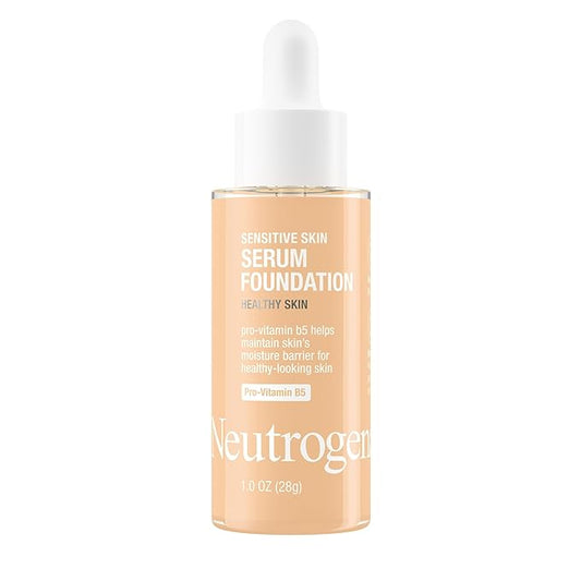 Neutrogena Healthy Skin Sensitive Skin Serum Foundation with Pro-Vitamin B5, Color Correcting & Pore Minimizing Liquid Foundation & Face Serum, Buildable Coverage, Light/Medium 01, 1 oz
