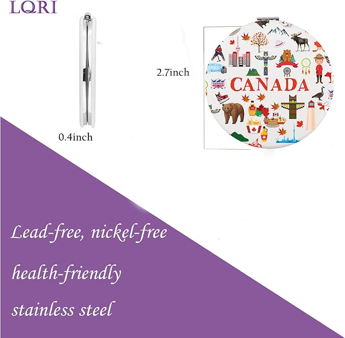 LQRI Canada Travel Makeup Compact Mirror Canada Vacation Trip Gift Canada Lover Pocket Mirror Canadian Gift