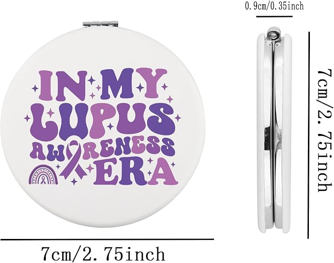 BEKECH Lupus Awareness Gifts in My Lupus Awareness Ear Compact Mirror Lupus Warrior Gifts Purple Ribbon Awareness Makeup Mirror