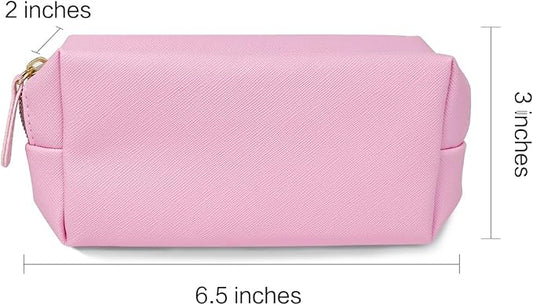 Leather Makeup Bag Set - Womens Small Cosmetic Bag for Purse with Pencils, Large Black Relavel Makeup Bag for Purse - Perfect for Travel and Daily Use