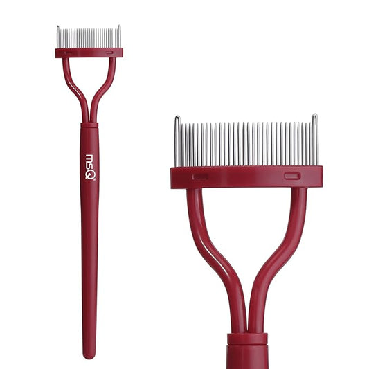 Eyelash Comb MSQ Eyelash Separator Mascara Applicator Eyelash Definer With Comb Cover Arc Designed Cosmetic Brushes Tool Red (1PCS)