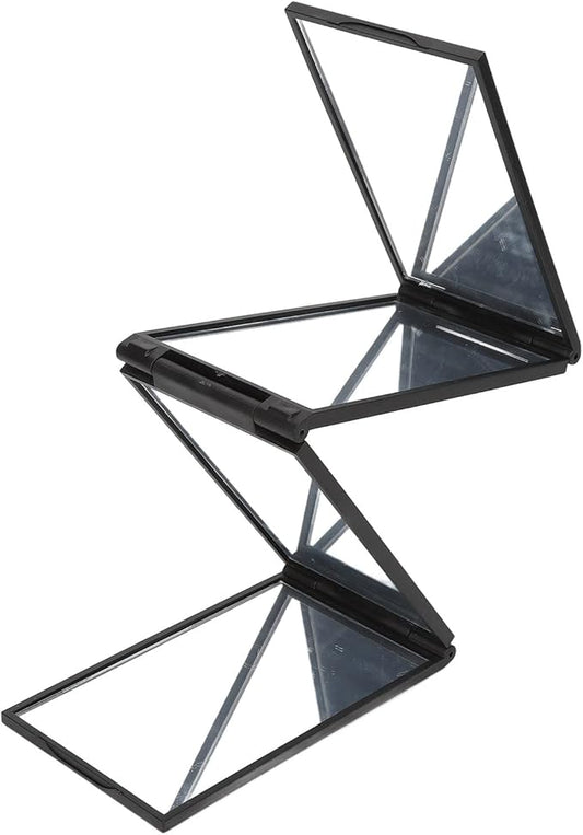 4 Way Mirror, 360 Degree Makeup Mirror 4 Panel Foldable Haircut Mirror Handheld Deaktop for Hair Cutting Colouring Styling Home Professional Use