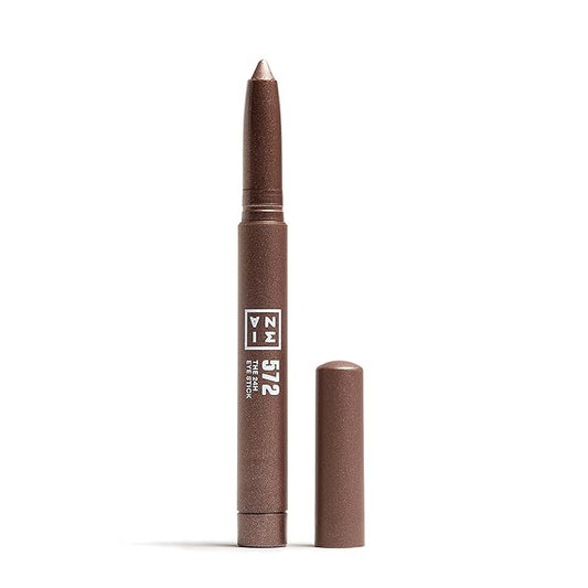 3INA The 24H Eye Stick - Creamy, Waterproof Formula - 2 In 1 Eyeshadow And Eyeliner - Highly Pigmented Shades - 24 Hour Long Lasting - Matte, Sparkly Or Metallic Finish - 572 Cool Brown - 0.049 Oz