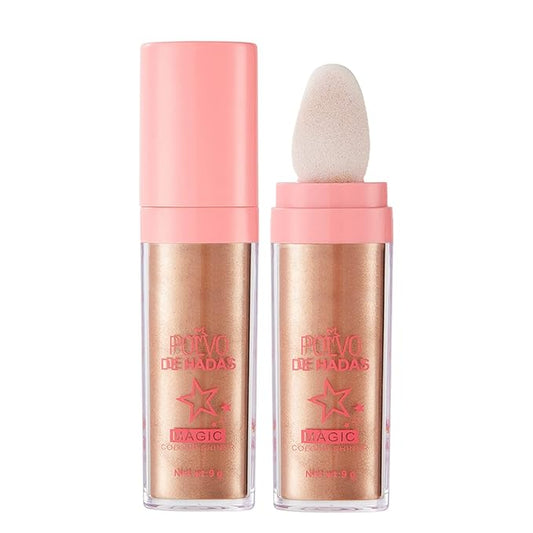 Highlighter Patting Powder, Body Shimmer Highlighter Powder, Brightens Makeup Stick for Face Body Hair Cosmetic #03 Bronze