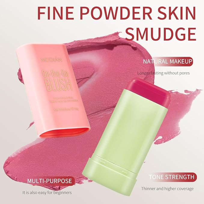 Multi-Use Blush Stick,Cream Contour Stick, for Sculpt the Cheeks, Waterproof Natural Nude Makeup,Tinted Solid Moisturizer Stick for Eyes Lips Cheek (Red, 0.6.oz)