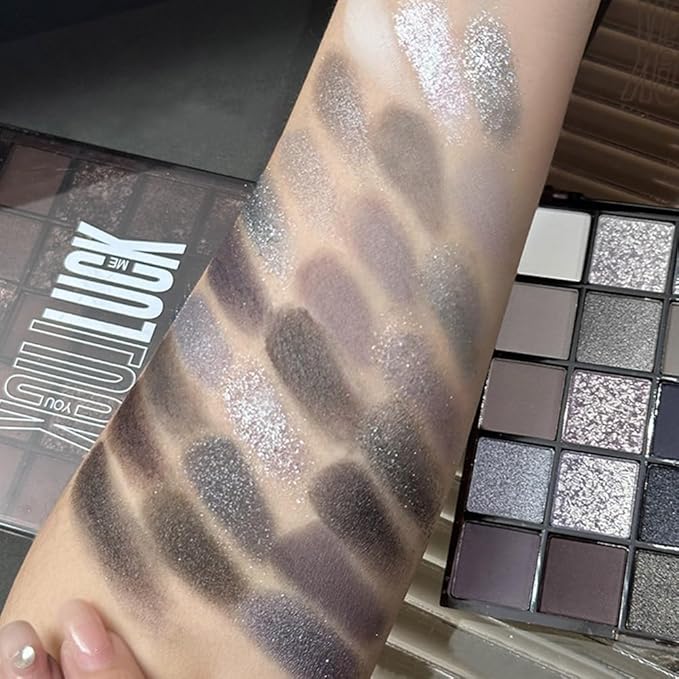 25-Color Black Matte & Shimmer Eyeshadow Palette – High Pigmented Silver Cool Smoky Pearlescent Dark Shades for Goth Makeup, No Fading, No Smudge, Long Lasting Waterproof