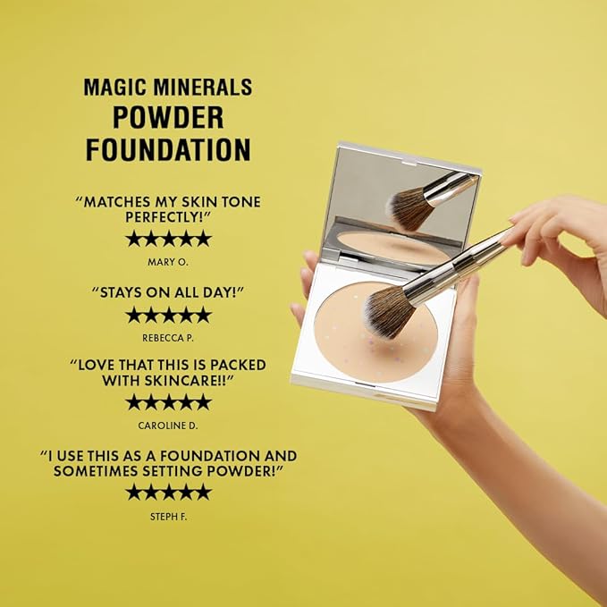 Magic Minerals by Jerome Alexander Jumbo Size Mineral Powder Foundation with Color Correctors, Antioxidant Skincare Formula (Dark)