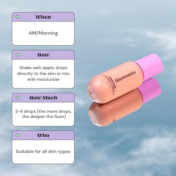 Glossmetics Blush Drops - Brightening and Moisturizing Makeup & Skincare Liquid Blush for Cheeks. Radiant Sun-Kissed Glow, Luminous Flush for Radiant Cheeks. Vegan & Cruelty Free. Pink, 35ml