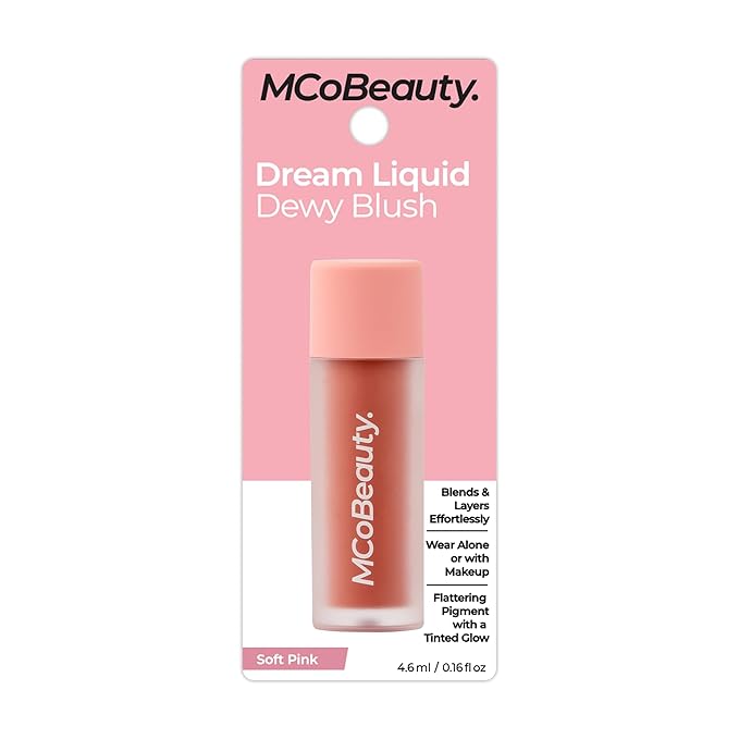 MCoBeauty Dream Liquid Dewy Blush, Soft Pink, Radiant Flush for Fresh, Glowing Cheeks, Vegan, Cruelty Free Cosmetics