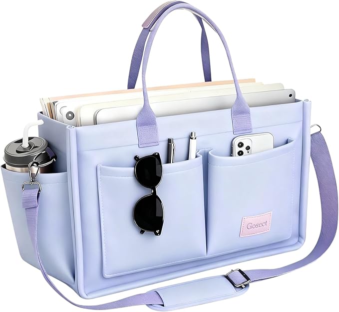 Canvas Tote Bag for Women With Pockets, Laptop Work Crossbody Purses Everything Shoulder Tote Bag Everyday Satchel Handbags