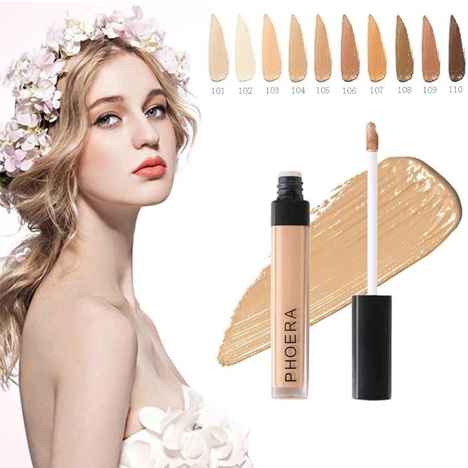 AQUAPURITY PHOERA Liquid Concealer Full Coverage Makeup Face Moisturizer Foundation Conceal Under Eye Dark Circles (101 LIGHT)