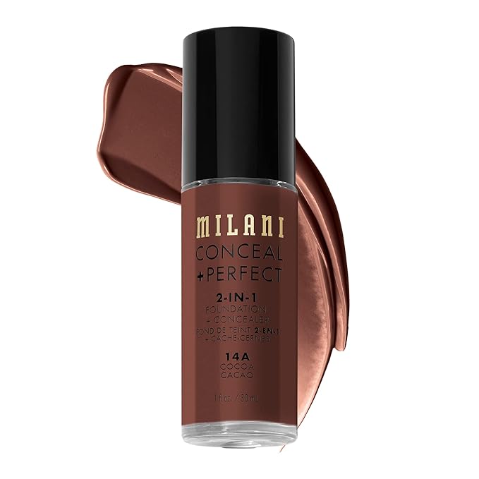 Milani Conceal + Perfect 2-in-1 Foundation + Concealer - Cocoa (1 Fl. Oz.) Cruelty-Free Liquid Foundation - Cover Under-Eye Circles, Blemishes & Skin Discoloration for a Flawless Complexion