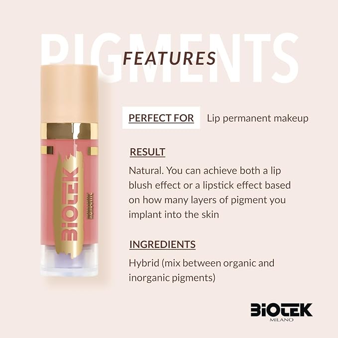 Biotek Lip Pigment for Permanent Makeup - Light Brown Color for Lip - Made in Italy - Romantic 0,61 fl.oz.