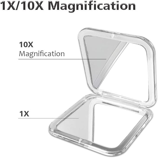 Magnifying Compact Mirror - Snowflakes Elegant Compact Pocket Mini Makeup Mirror Double Sided 1x/10x Magnification Cosmetic Mirrors Handheld Portable for Travel and Purses (Purple)