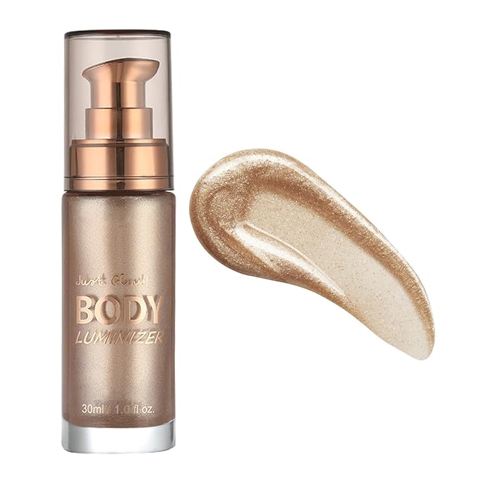 MAEPEOR Body Luminizer 6 Colors Waterproof Smooth Shimmer Face Glow Illuminator Non-sticky Liquid Highlight (30 ML, 04 Rose Gold)