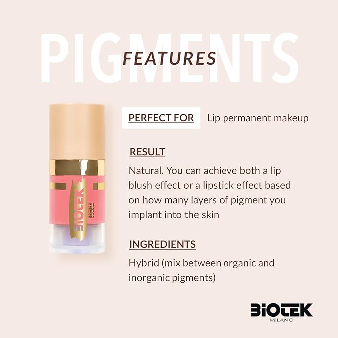 Biotek Lip Pigment for Permanent Makeup - Warm Nude Lip Color - Made in Italy - Bubble 0,24 fl.oz.