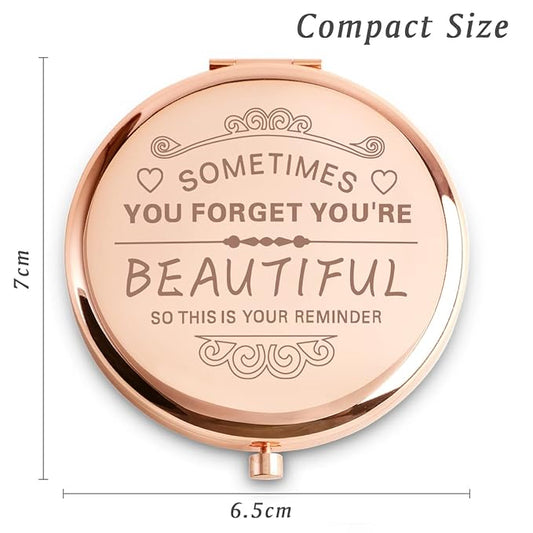 Personalized Gifts for Women Girls, Inspirational Compact Mirror, 2025 Graduation Gifts for Her, Mothers Day Birthday Gift for Mom Wife Sister Daughter Niece Granddaughter, Friendship Gifts for Friend