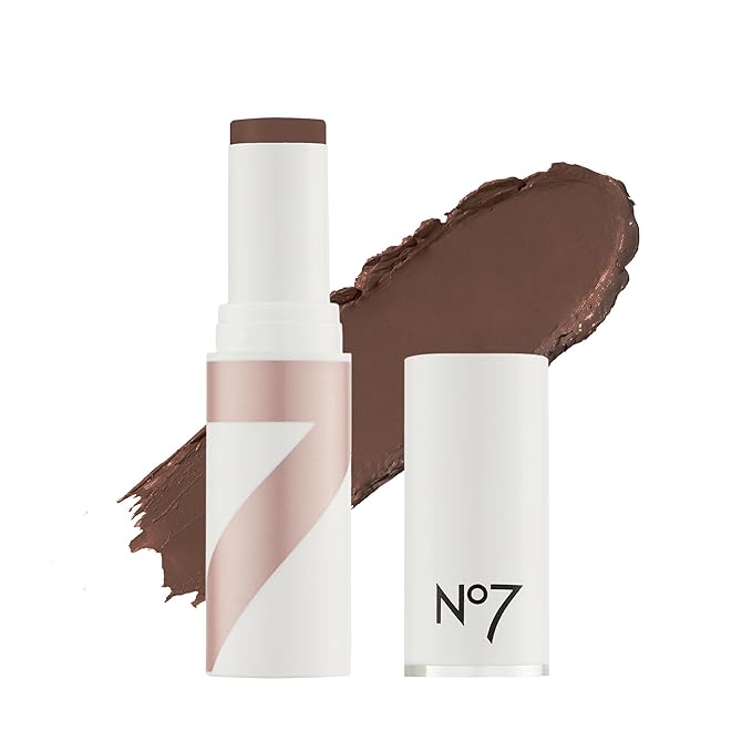 No7 Stay Perfect Foundation Stick - Long-Wear Cream Foundation with Medium, Buildable Coverage - Enriched with Squalene for a Hydrating, Non-Drying & Dewy Finish - Mahogany (10g)