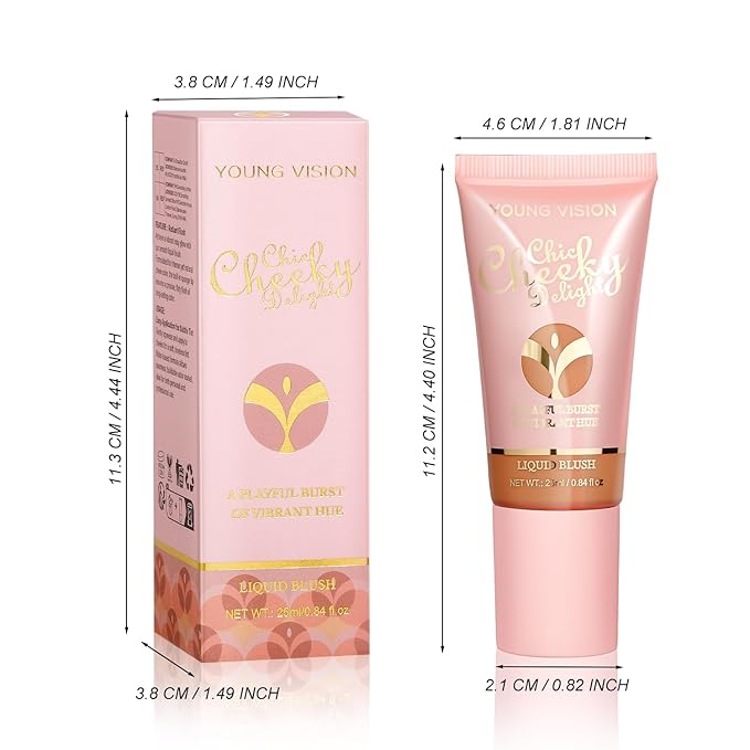 YOUNG VISION Shimmer Liquid Blush Wand - Radiant Cheek Tint | Luminous Rubor Liquido con Brillo | Dewy & Light-Reflecting | Maquillaje Iluminador para Mejillas,25ml/0.84 fl oz