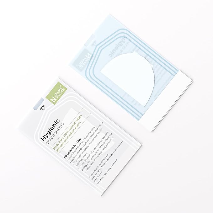 Aroma Season 100% Natural Cotton Hygienic Eyelid Sheets, Perfect for Use with Aroma Season Heated Eye Mask, Warm Eye Compress, Individually Wrapped Untreated Sheets 50 Count Box
