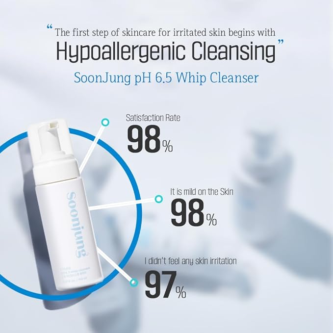 ETUDE SoonJung pH 6.5 Whip Cleanser | Mild Micro Foaming Face Wash for Sensitive Skin, Panthenol, Madecassoside for Soothing, Barrier Repair, Low pH, Vegan Certified, Non-comedogenic, 5.07 Fl Oz