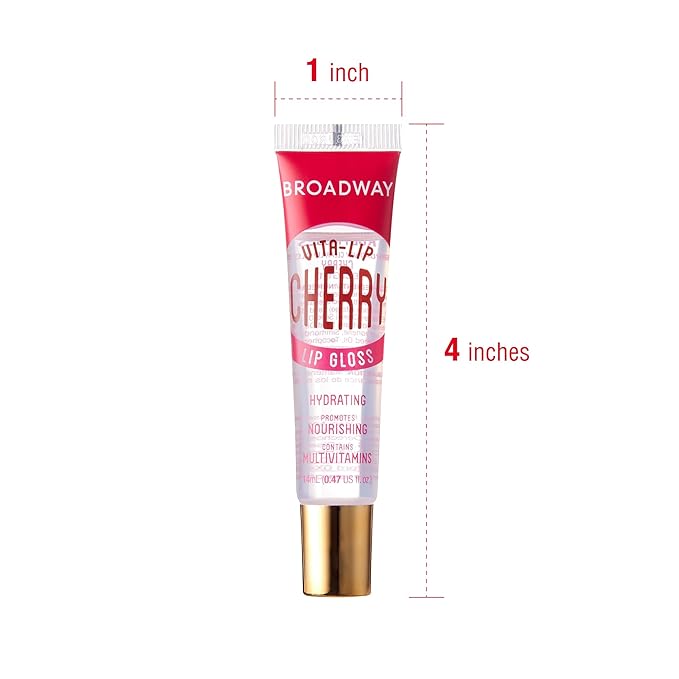 Ruby Kisses Broadway Vita-Lip Clear Lip Gloss 6pcs (Cherry), Ultra-Hydrating & Soothing Formula with Vitamin Oils, High-Shine Non-Sticky Finish, Healing Glossy Lip Balm Locks in Moisture