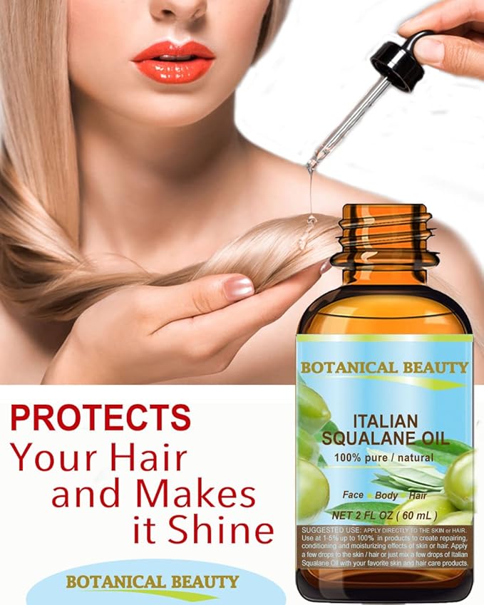 Botanical Beauty SQUALANE Italian. 100% Pure/Natural/Undiluted Oil. 100% Ultra-Pure Moisturizer for Face, Body & Hair. Reliable 24/7 skincare protection. 4 fl.oz- 120 ml