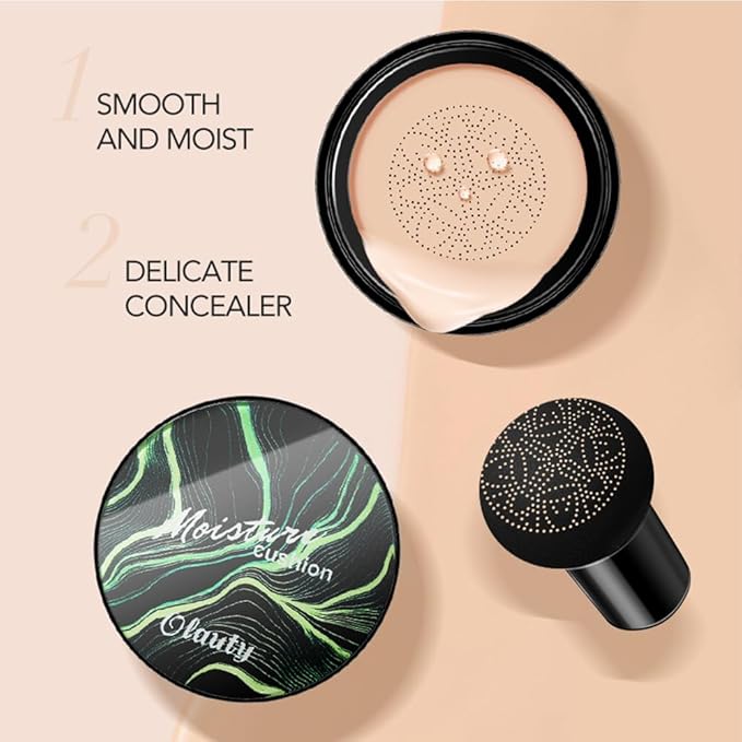 Mushroom Head Air Cushion CC Cream Foundation, Moisturizing Concealer BB Cream Nude Long Lasting Matte CC Cream Makeup Liquid Foundation (1pcs Nude)