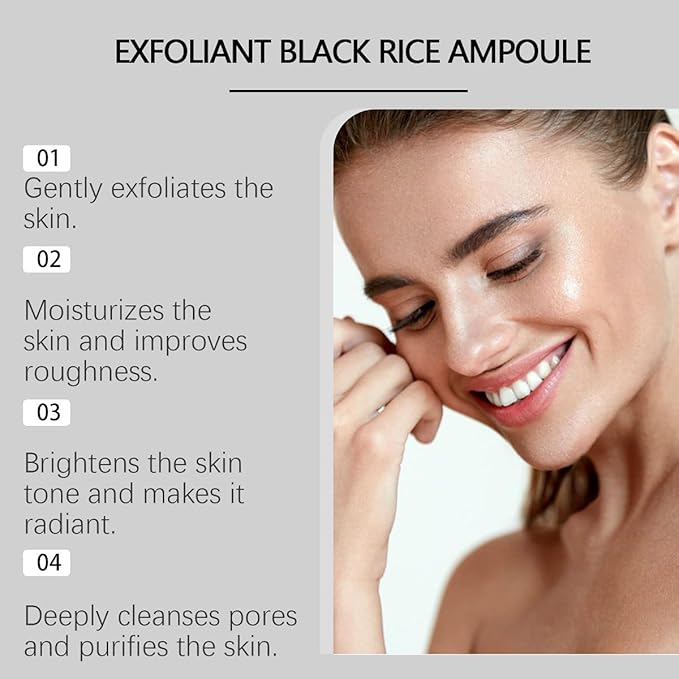 Black and White Rice Exfoliant, Premium Rice Ampoule Exfoliating Solution Face and Body Peeling Moisturizing for All Skin. (1Pcs White)