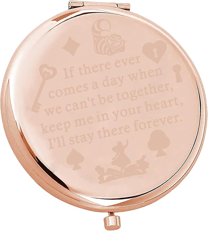 LQRI Cartoon Fans Pocket Mirror Cartoon Cartoon Movie Gift Makeup Mirror Inspiration Gift Friendship Gift (Rose Gold)