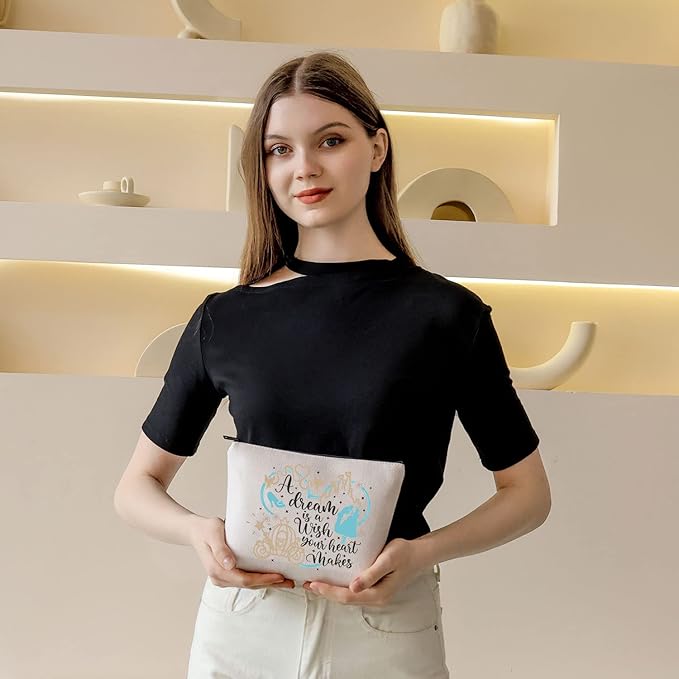 BDPWSS Fairy Tales Makeup Bag Fairy Princess Gift a Dream Is a Wish Your Heart Makes Cosmetic Bag For Friend Sister (You makes dream)