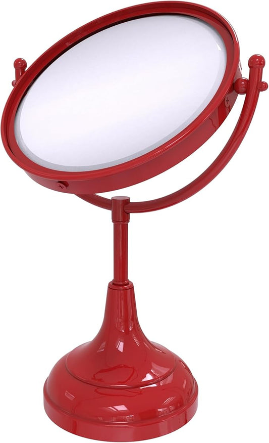 Allied Brass DM-2/3X-FER 8 Inch Vanity Top Make-Up Mirror 3X Magnification, Fire Engine Red