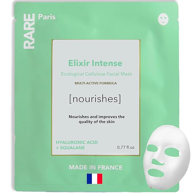 Élixir Intense - Nourishing Facial Sheet Mask - Hydrating & Brightening - With Hyaluronic Acid & Squalene - Nourishing, Firming & Revitalizing - Multi-Active Serum Formula - 1 Pack