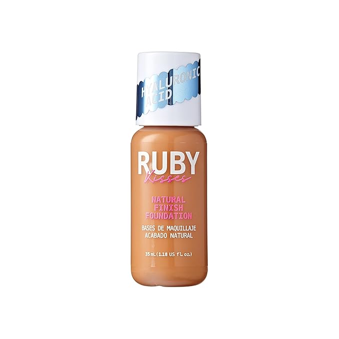 Ruby Kisses No More Blemish Liquid Foundation with Hyaluronic Acid, Blemish Control, Semi Matte Medium Coverage, Buildable Long Lasting, Lightweight