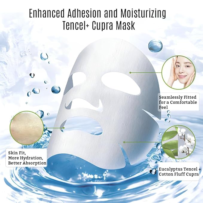 Leaders Mediu Amino Moisture Hydrating Facial Sheet Mask | Natural Mineral Water, Hyaluronic Acid, Ceramide | Anti-Aging, Soothes Dry Skin, Enhances Elasticity (10 Sheets)